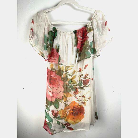 Roe + May Dresses & Skirts - Roe + May Romantic Cottagecore Coquette Fairy White Floral Flounce Mini Dress